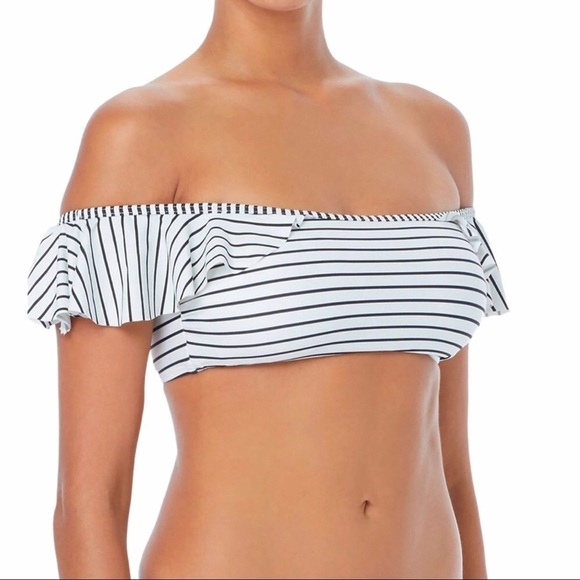 Vince Camuto Other - Vince Camuto Blossom Stripes Off The Shoulder Bikini Top Size XS Black Cream